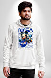 NASA Astronot Mickey Eğlenceli Tasarım Erkek Kadın Beyaz Dijital Baskılı Kapüşonlu Sweatshirt Hoodie
