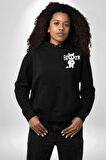 Kırık Kalp Ayı Erkek Kadın Siyah Ön Sırt Baskılı Kapüşonlu Sweatshirt Hoodie