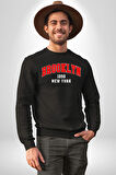 Brooklyn Kırmızı Erkek Kadın Unisex Dijital Baskılı Siyah Sweatshirt