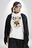 Nakit Dolar Kralı Ayıcık Sokak Stili Erkek Kadın Beyaz Dijital Baskılı Kapüşonlu Sweatshirt Hoodie