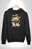 Nakit Dolar Kralı Ayıcık Sokak Stili Erkek Kadın Siyah Dijital Baskılı Kapüşonlu Sweatshirt Hoodie