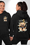 Nakit Dolar Kralı Ayıcık Sokak Stili Erkek Kadın Siyah Ön Sırt Baskılı Kapüşonlu Sweatshirt Hoodie