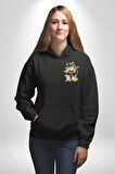 Nakit Dolar Kralı Ayıcık Sokak Stili Erkek Kadın Siyah Ön Sırt Baskılı Kapüşonlu Sweatshirt Hoodie
