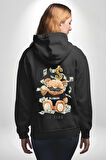 Nakit Dolar Kralı Ayıcık Sokak Stili Erkek Kadın Siyah Ön Sırt Baskılı Kapüşonlu Sweatshirt Hoodie
