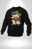 Nakit Dolar Kralı Ayıcık Sokak Stili Erkek Kadın Unisex Dijital Baskılı Siyah Sweatshirt