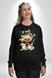 Nakit Dolar Kralı Ayıcık Sokak Stili Erkek Kadın Unisex Dijital Baskılı Siyah Sweatshirt