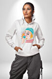 Sakin Ol Tüm Sorunlar Çözüldü Dondurma İle Erkek Kadın Beyaz Dijital Baskılı Kapüşonlu Sweatshirt Hoodie