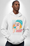 Sakin Ol Tüm Sorunlar Çözüldü Dondurma İle Erkek Kadın Beyaz Dijital Baskılı Kapüşonlu Sweatshirt Hoodie