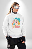 Sakin Ol Tüm Sorunlar Çözüldü Dondurma İle Erkek Kadın Unisex Dijital Baskılı Beyaz Sweatshirt