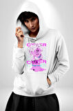 Siber Sokak Stili Erkek Kadın Beyaz Dijital Baskılı Kapüşonlu Sweatshirt Hoodie