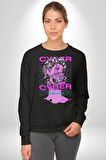Siber Sokak Stili Erkek Kadın Unisex Dijital Baskılı Siyah Sweatshirt