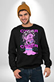 Siber Sokak Stili Erkek Kadın Unisex Dijital Baskılı Siyah Sweatshirt