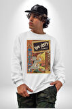 Tom Jerry Çizgi Film Şömine Çizgi Film Erkek Kadın Unisex Dijital Baskılı Beyaz Sweatshirt