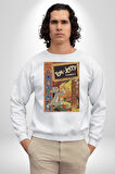 Tom Jerry Çizgi Film Şömine Çizgi Film Erkek Kadın Unisex Dijital Baskılı Beyaz Sweatshirt
