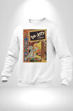 Tom Jerry Çizgi Film Şömine Çizgi Film Erkek Kadın Unisex Dijital Baskılı Beyaz Sweatshirt