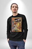 Tom Jerry Çizgi Film Şömine Çizgi Film Erkek Kadın Unisex Dijital Baskılı Siyah Sweatshirt