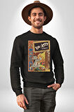Tom Jerry Çizgi Film Şömine Çizgi Film Erkek Kadın Unisex Dijital Baskılı Siyah Sweatshirt