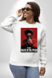 The Weeknd Erkek Kadın Unisex Dijital Baskılı Beyaz Sweatshirt