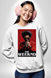 The Weeknd Erkek Kadın Unisex Dijital Baskılı Beyaz Sweatshirt