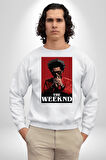 The Weeknd Erkek Kadın Unisex Dijital Baskılı Beyaz Sweatshirt