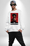 The Weeknd Erkek Kadın Unisex Dijital Baskılı Beyaz Sweatshirt