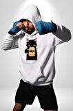 Nope Kedi Mizahi Kahve Tasarımı Erkek Kadın Beyaz Dijital Baskılı Kapüşonlu Sweatshirt Hoodie