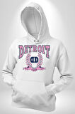 Detroit Kampüs Erkek Kadın Beyaz Dijital Baskılı Kapüşonlu Sweatshirt Hoodie