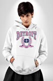 Detroit Kampüs Erkek Kadın Beyaz Dijital Baskılı Kapüşonlu Sweatshirt Hoodie
