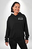 Dokunma Bana Erkek Kadın Siyah Ön Sırt Baskılı Kapüşonlu Sweatshirt Hoodie