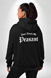 Dokunma Bana Erkek Kadın Siyah Ön Sırt Baskılı Kapüşonlu Sweatshirt Hoodie