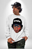 Hip Hop Kültürü Eazy Compton Erkek Kadın Unisex Dijital Baskılı Beyaz Sweatshirt