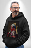Deadpool İnci Küpeli Kız Erkek Kadın Siyah Dijital Baskılı Kapüşonlu Sweatshirt Hoodie