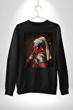 Deadpool İnci Küpeli Kız Erkek Kadın Unisex Dijital Baskılı Siyah Sweatshirt