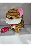 Kedi Tasmalı Kumandalı Yürüyen Sevimli Kedi Peluş Kedi Tasmalı Kedi Sarı