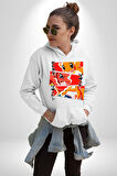 Charmander, Charmeleon ve Charizard Evolution Erkek Kadın Beyaz Dijital Baskılı Kapüşonlu Sweatshirt Hoodie