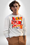 Charmander, Charmeleon ve Charizard Evolution Erkek Kadın Unisex Dijital Baskılı Beyaz Sweatshirt
