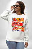 Charmander, Charmeleon ve Charizard Evolution Erkek Kadın Unisex Dijital Baskılı Beyaz Sweatshirt