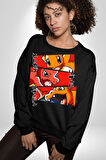 Charmander, Charmeleon ve Charizard Evolution Erkek Kadın Unisex Dijital Baskılı Siyah Sweatshirt