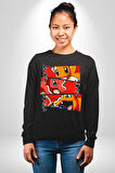 Charmander, Charmeleon ve Charizard Evolution Erkek Kadın Unisex Dijital Baskılı Siyah Sweatshirt