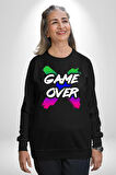 Game Over Oyun Bitti Erkek Kadın Unisex Dijital Baskılı Siyah Sweatshirt