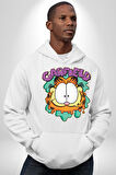 Garfield Kedi Çizgi Film Erkek Kadın Beyaz Dijital Baskılı Kapüşonlu Sweatshirt Hoodie