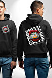 Dudak Dolar Açgözlülük Simgesi Erkek Kadın Siyah Ön Sırt Baskılı Kapüşonlu Sweatshirt Hoodie