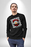 Dudak Dolar Açgözlülük Simgesi Erkek Kadın Unisex Dijital Baskılı Siyah Sweatshirt