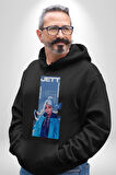 Valorant Jett Fan Art Tişört Tasarımı Erkek Kadın Siyah Dijital Baskılı Kapüşonlu Sweatshirt Hoodie