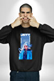 Valorant Jett Fan Art Tişört Tasarımı Erkek Kadın Unisex Dijital Baskılı Siyah Sweatshirt
