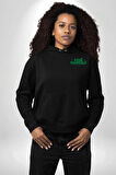 Sev Kendini Olumlu Bakış Açısı Yazılı Erkek Kadın Siyah Ön Sırt Baskılı Kapüşonlu Sweatshirt Hoodie