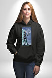 Gamerlara Özel Valorant Jett Tasarım Erkek Kadın Siyah Dijital Baskılı Kapüşonlu Sweatshirt Hoodie