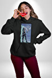 Gamerlara Özel Valorant Jett Tasarım Erkek Kadın Siyah Dijital Baskılı Kapüşonlu Sweatshirt Hoodie