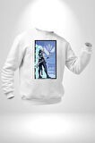 Gamerlara Özel Valorant Jett Tasarım Erkek Kadın Unisex Dijital Baskılı Beyaz Sweatshirt