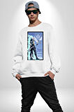Gamerlara Özel Valorant Jett Tasarım Erkek Kadın Unisex Dijital Baskılı Beyaz Sweatshirt